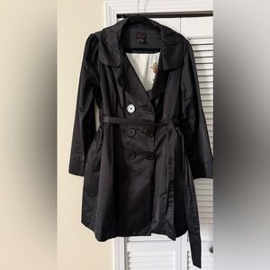Vintage Mid-2000’s torrid Black Double-Breasted Trench Coat with Belt - Size 1